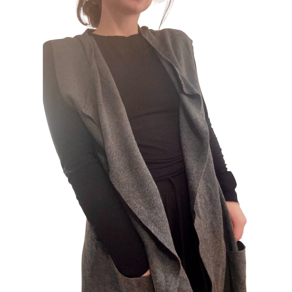 August Silk Charcoal Sweater Cardigan Vest